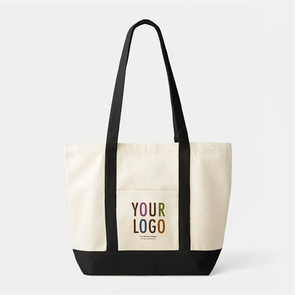Canvas Tote Bag with an External Pocket