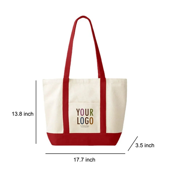 Canvas Tote Bag with an External Pocket