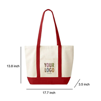 Canvas Tote Bag with an External Pocket