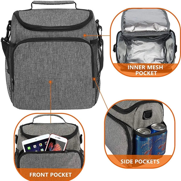 Insulated Lunch Cooler Bag with Adjustable Shoulder Strap