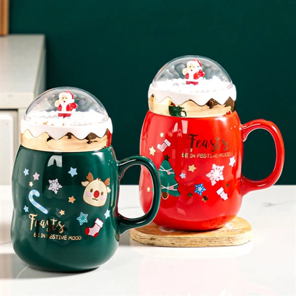 550Ml New Creative Christmas Cup With Landscape Lid