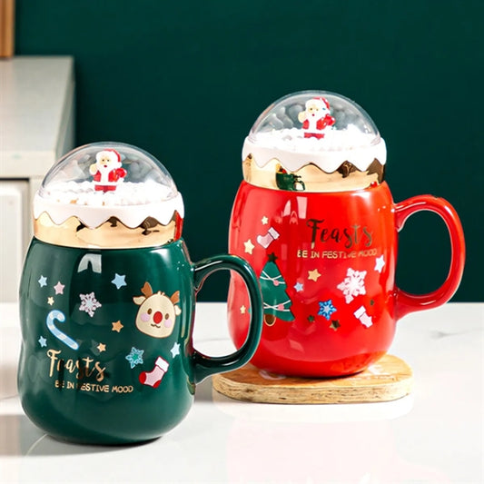 550Ml New Creative Christmas Cup With Landscape Lid