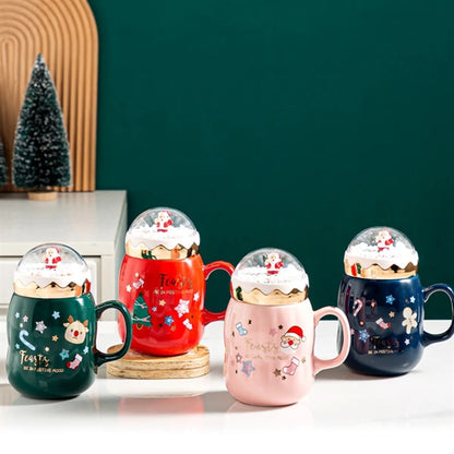 550Ml New Creative Christmas Cup With Landscape Lid