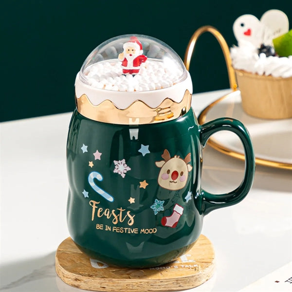 550Ml New Creative Christmas Cup With Landscape Lid