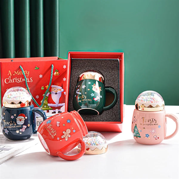 Christmas Mug With Santa Snow Globe Lid