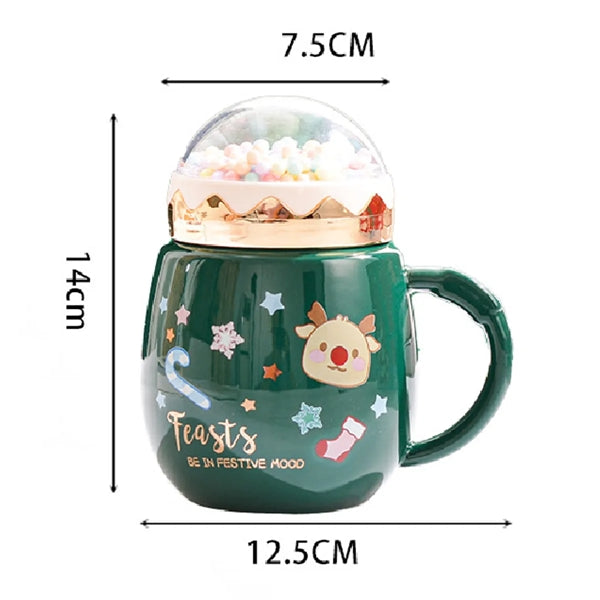 Christmas Mug With Santa Snow Globe Lid