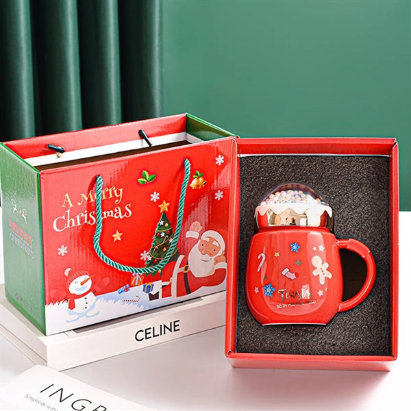 Christmas Mug With Santa Snow Globe Lid