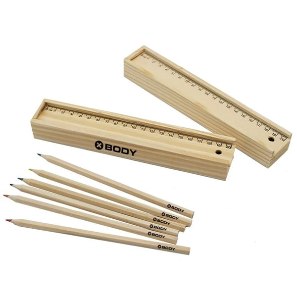 12Piece Colour Pencil And Ruler Set In Box