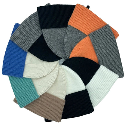 Two Tone Knitted Cuffed Winter Beanie