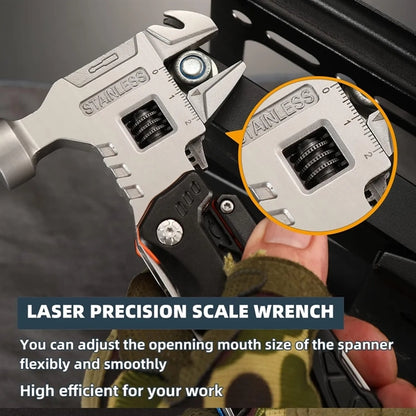 18 in 1 Pocket Upgraded Adjustable Wrench Multitool Hammer