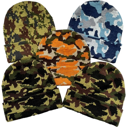 Unisex Camouflage Knitted Cuffed Beanie