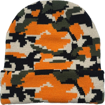 Stretchy Camouflage Knitted Cuffed Beanie
