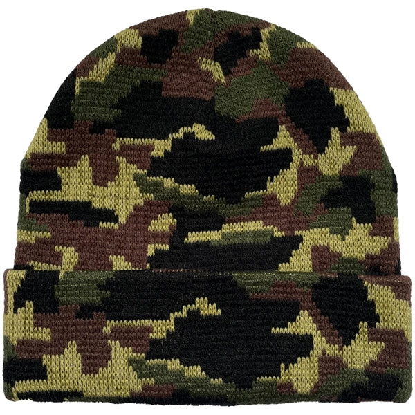 Stretchy Camouflage Knitted Cuffed Beanie