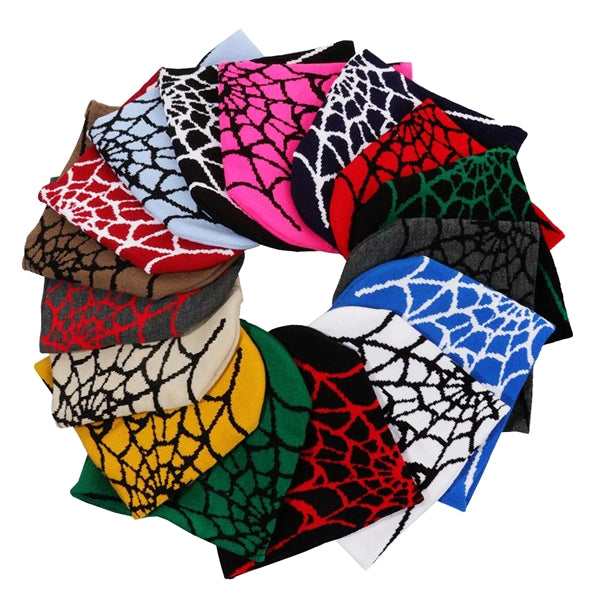 Knitted Beanie W/ Spider Web Design