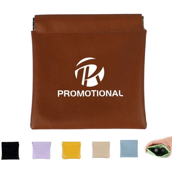 PU Leather Self-Closing Pocket Cosmetic Makeup Bag