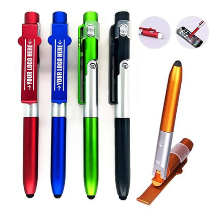 4 in 1 Fold Stylus Phone Stand Pen with Flashlight