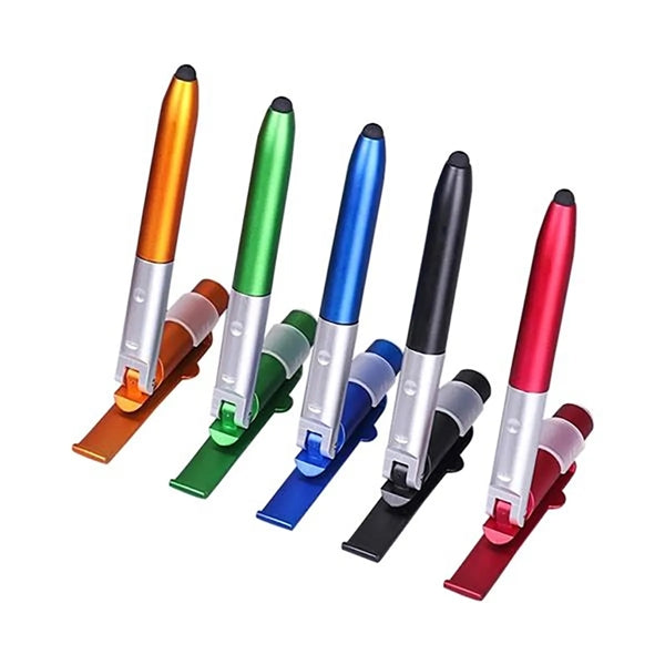 4 in 1 Fold Stylus Phone Stand Pen with Flashlight