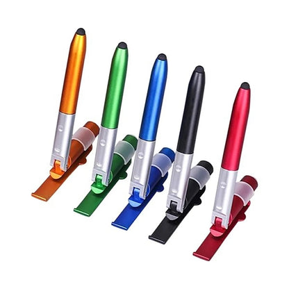 4 in 1 Fold Stylus Phone Stand Pen with Flashlight