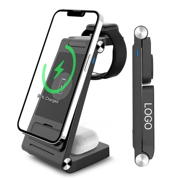 Foldable 3 in 1 Wireless Charger Stand Dock