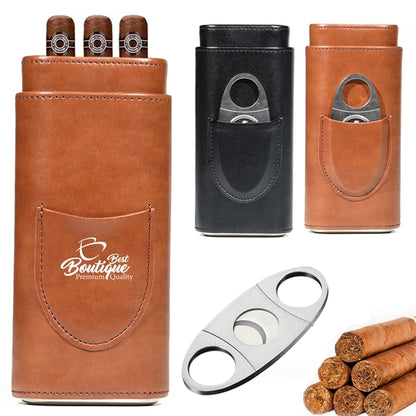 Leather Cigar Case with Cutter