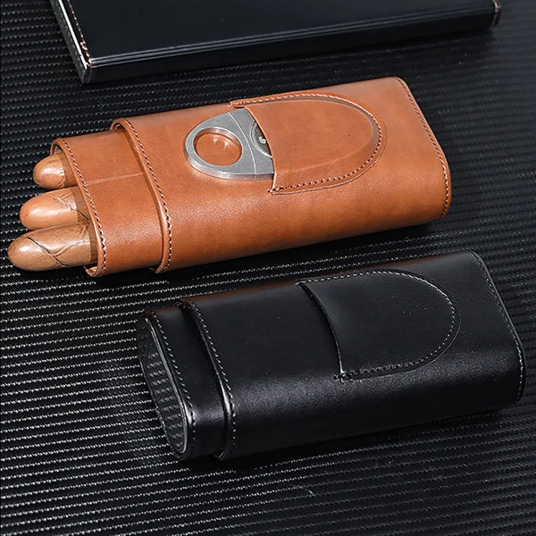Leather Cigar Case with Cutter