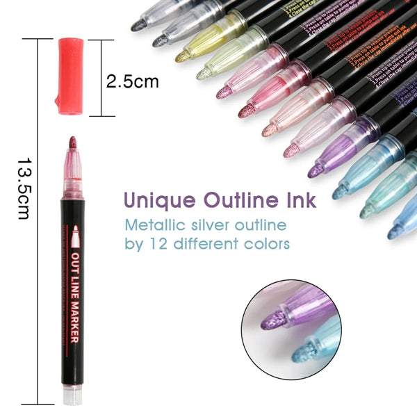 12 Colors Outline Markers