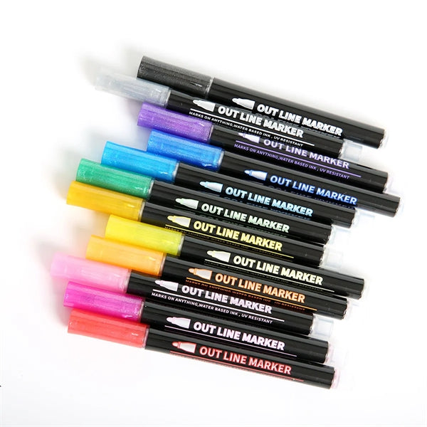 12 Colors Outline Markers