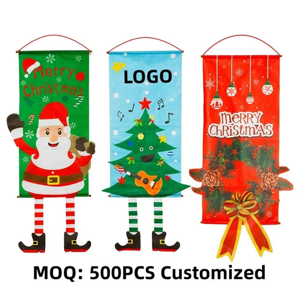 Window Hanging Flags Door Banner For Christmas