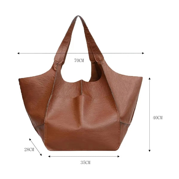 Large Pu Leather Shoulder Tote Bag