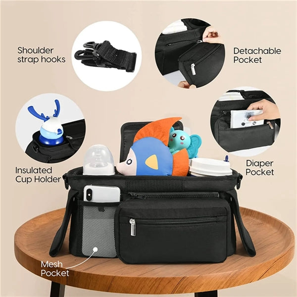 Universal Baby Stroller Organizer With Shoulder Strap