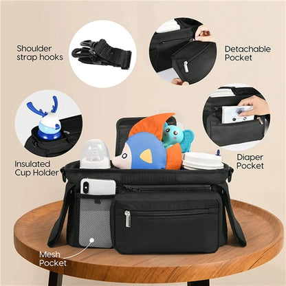 Universal Baby Stroller Organizer With Shoulder Strap