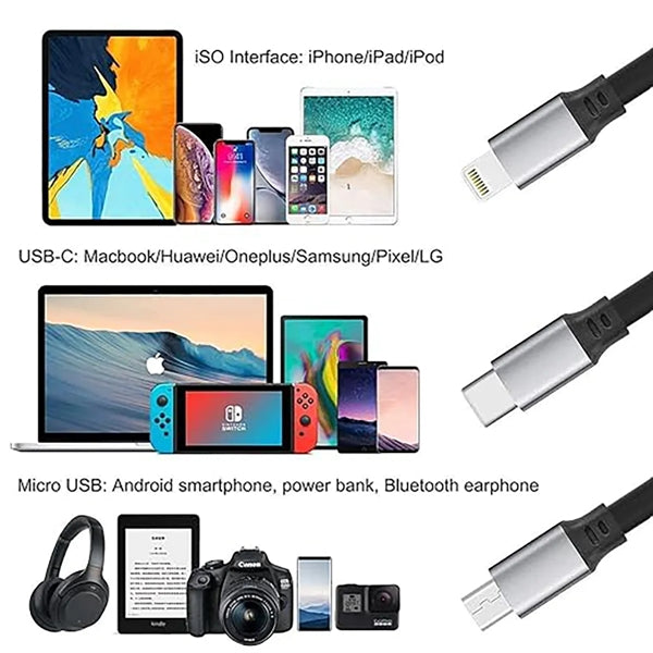 3 In 1 Charging Data Cable Fast Charger Cord