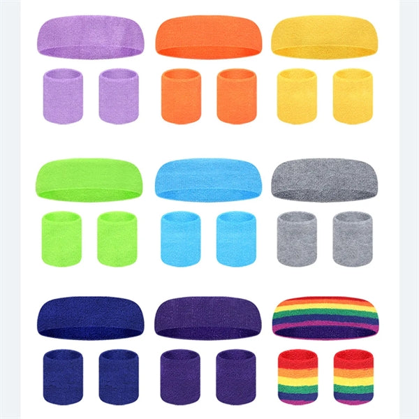 Sweatband Headband Wristband Set