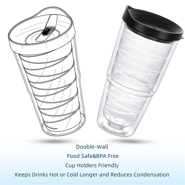 24 Oz Clear Insulated Tumbler