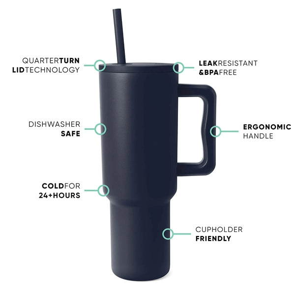 40 Oz Tumbler With Handle And Straw