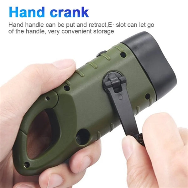 LED Hand Crank Solar Powered Flashlight