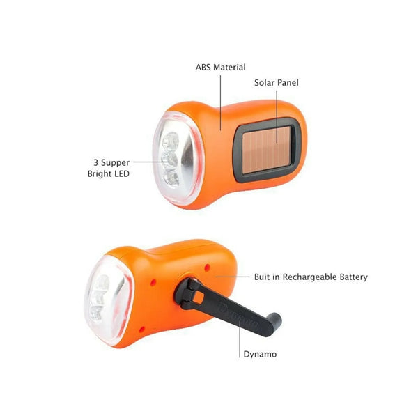 LED Rechargeable Torch Solar Power Flashlight