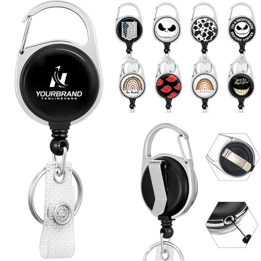 Branded Badge Reel Holder Retractable Heavy Duty Keychain