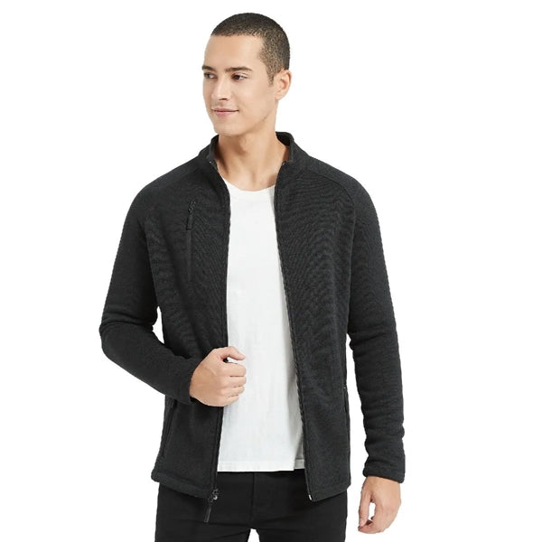 MEN'S HEATHERED FULL ZIP BRUSHED BACK FLEECE JACKET