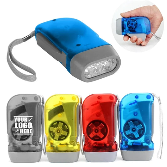 3 LED Hand Crank Flashlight Torch