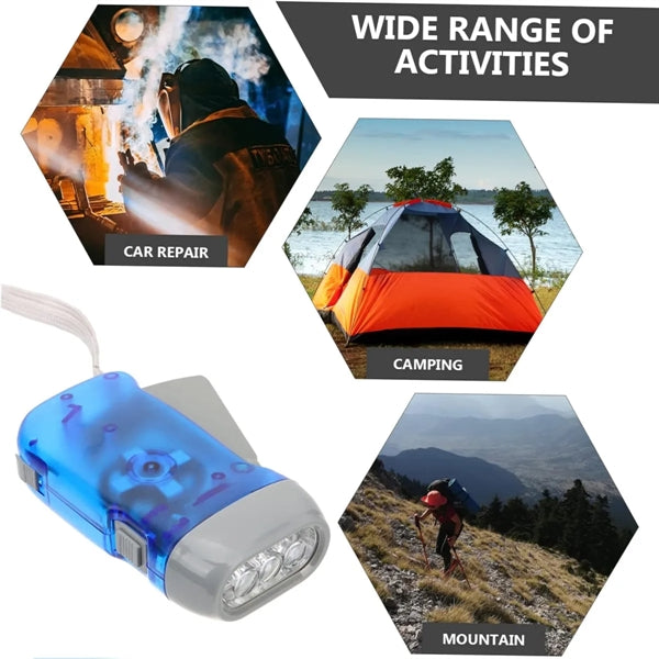3 LED Hand Crank Flashlight Torch