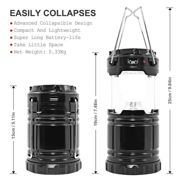 Portable LED Solar Collapsible Camping Lantern