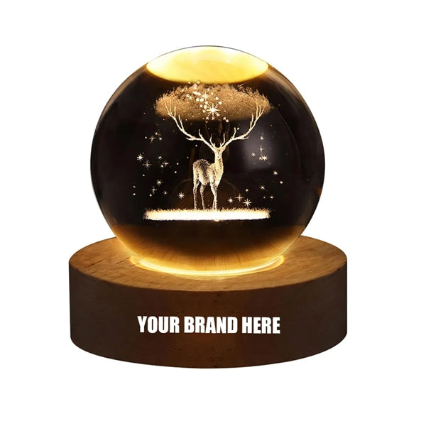 3D Deer Crystal Ball Night Light