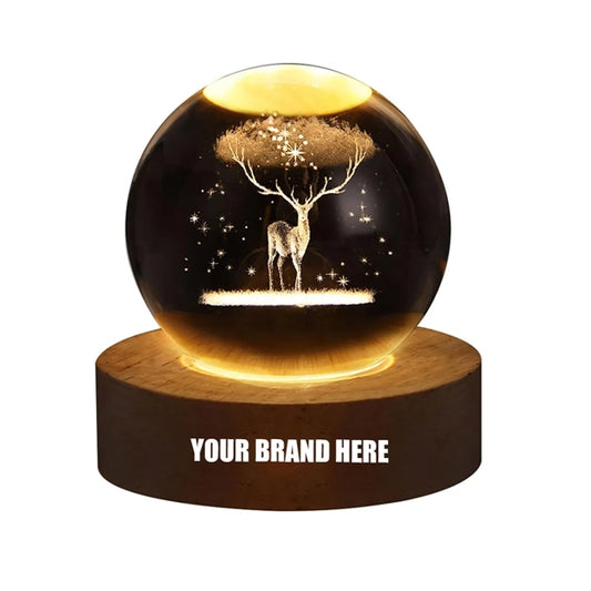 3D Deer Crystal Ball Night Light