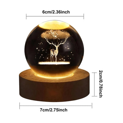 3D Deer Crystal Ball Night Light