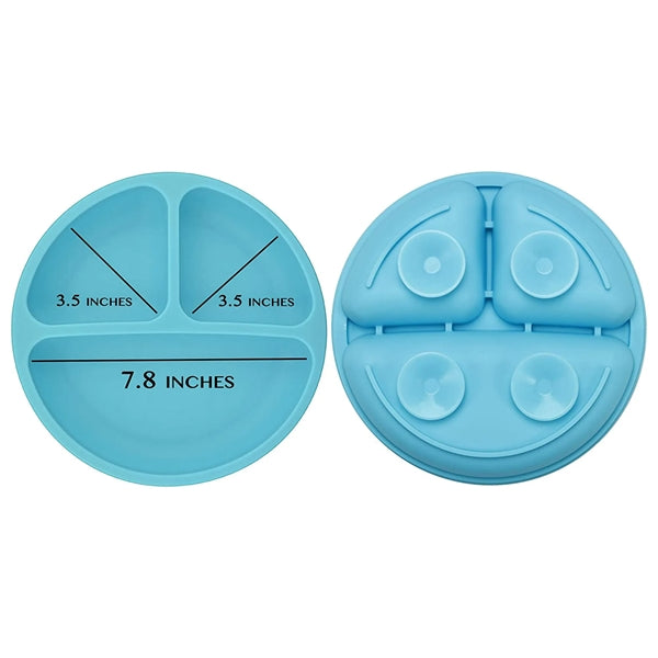 Silicone Three-Compartment Baby Plate With Suction Cup