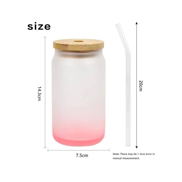 16oz Frosted Beer Can Glass With Straw And Lid