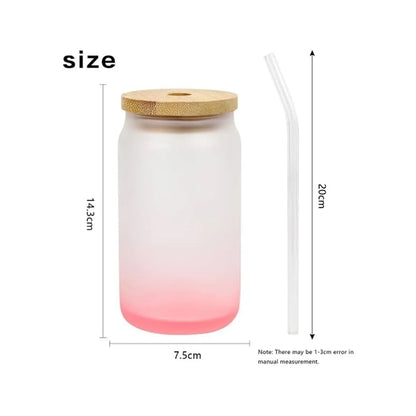 16oz Frosted Beer Can Glass With Straw And Lid