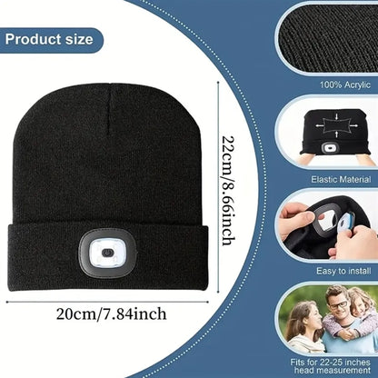 USB Rechargeable Led Knitted Beanie Hat