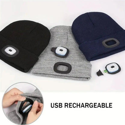 USB Rechargeable Led Knitted Beanie Hat